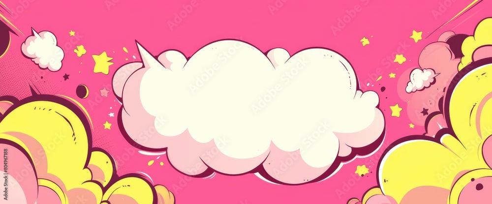 Big speech bubble against a pink background, suitable for adding dialogue or captions, Cartoon background