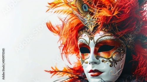 Carnival and music festival masquerade motifs on white background © sania