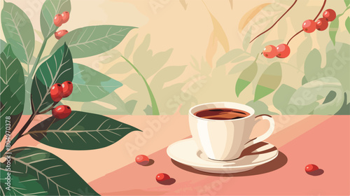 Internatinal coffee day card with coffee Vector style