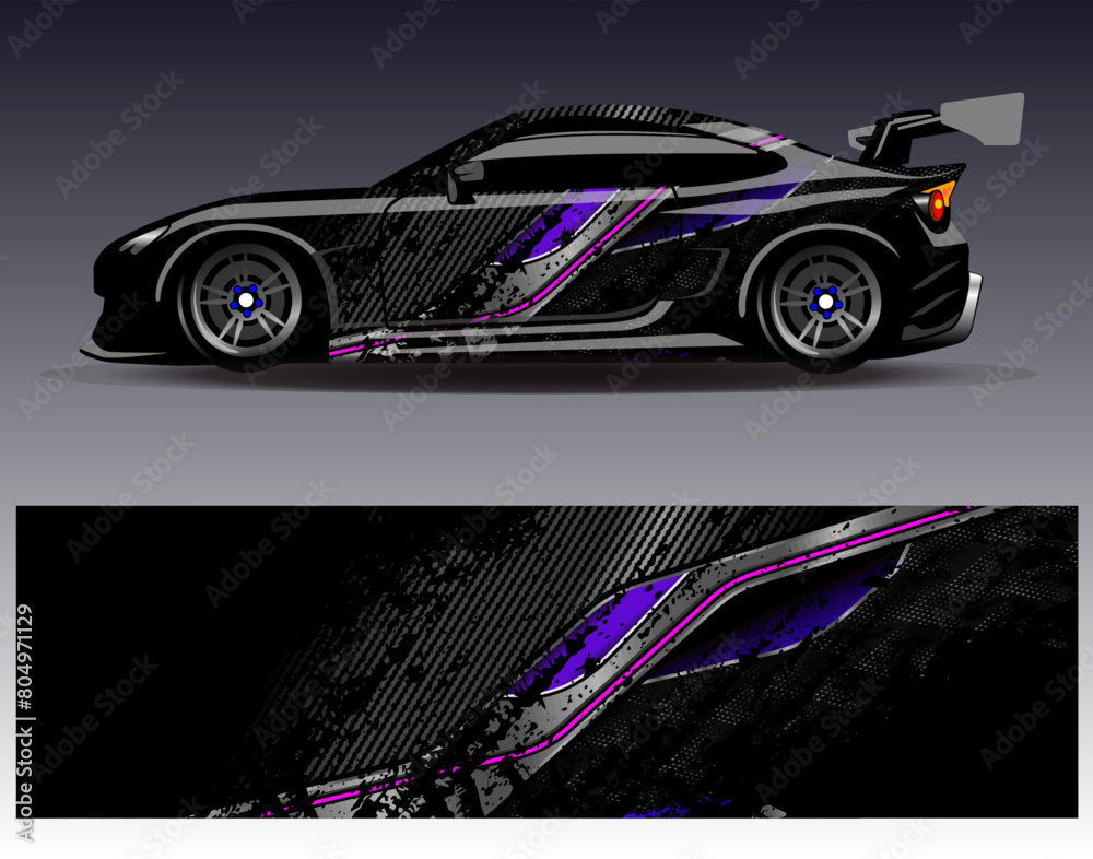 Car wrap design vector.Graphic abstract stripe racing background designs for vehicle, rally, race, adventure and car racing liverY
