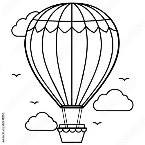 Hot air balloon outline illustration digital coloring book page line art drawing
