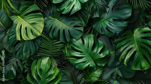 Collection of tropical leaves  foliage plant in green color with space clean isolated background