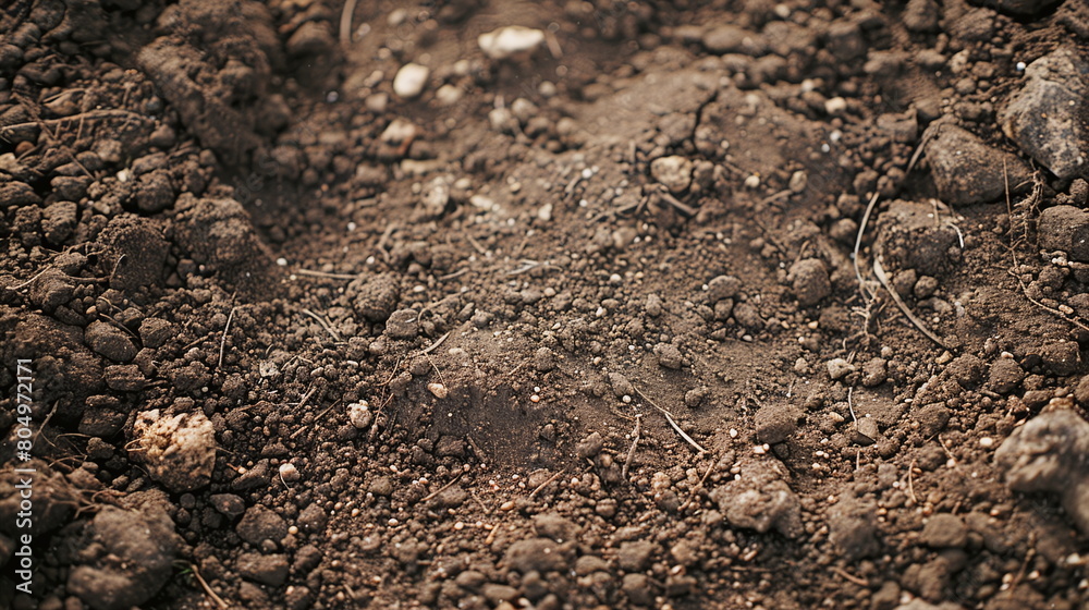 Closeup of brown soil and dirt as a symbol for agriculture and gardening Closeup of brown soil and dirt as a symbol for agriculture and gardening