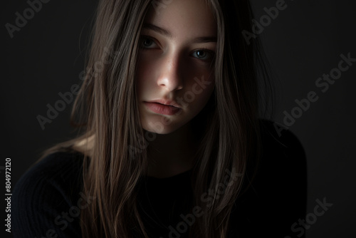 Natural and genuine beauty of a teenage girl in a relaxed pose