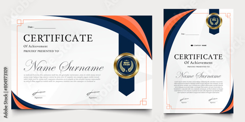 certificate awarded with modern background. graduation design elements, best employees and others.