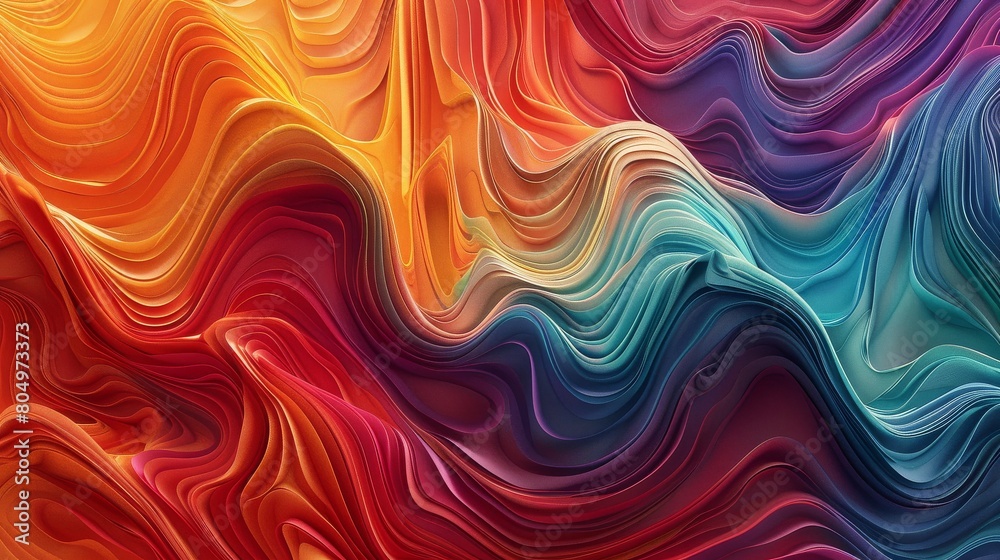Vivid waves of digital silk flow in a rainbow of colors