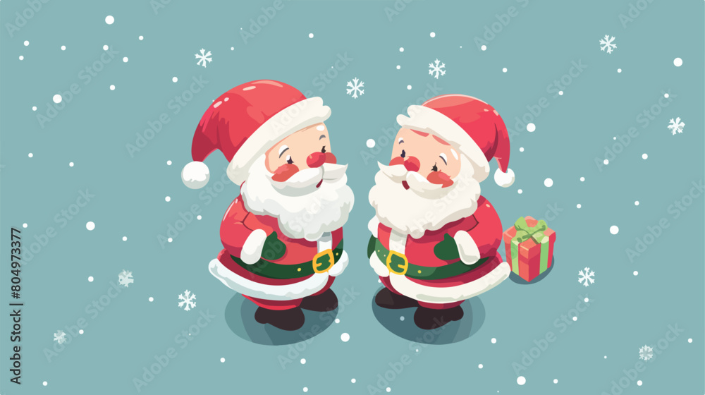 Isometric christmas santa and wife design Vector style