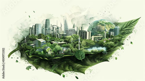 Sustainable Green City with Eco-Friendly Design and Renewable Energy Sources