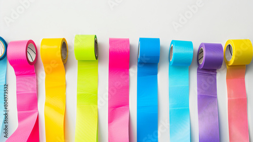 Sticky tapes for scrapbooking on white background photo