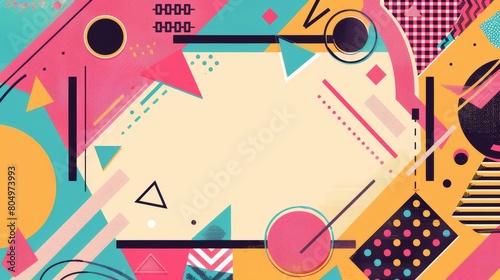 A vibrant abstract geometric background with a retro feel