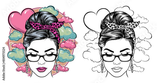 2024 mother day motherhood vector design, messy bun hair mama wildflowers illustrastion with leopard patteern