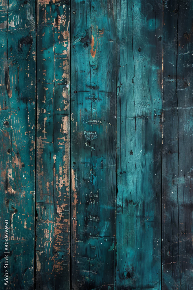 Rustic Teal Wood Texture, Vintage Charm for Interior Design