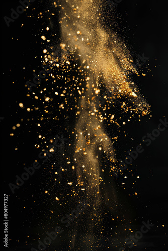 Luxurious Gold Glitter Explosion on Black Background