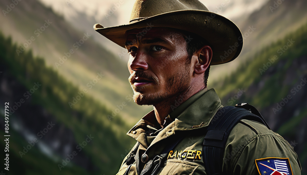 World Ranger Day. July 31st. The concept of the holiday. Ranger in nature World Ranger Day. July 31st. The concept of the holiday. Ranger in nature