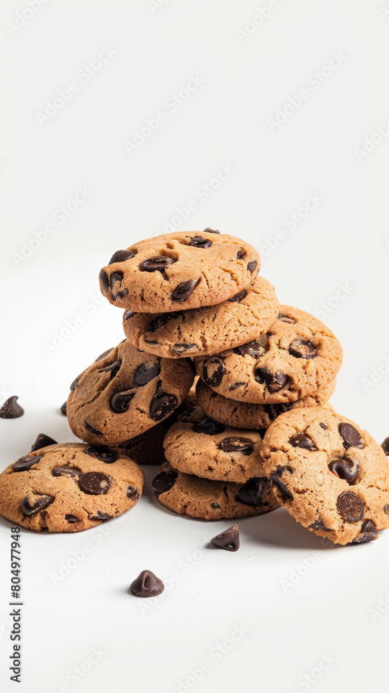 Delicious Chocolate Chip Cookies Stack – Isolated on White Delicious Chocolate Chip Cookies Stack – Isolated on White