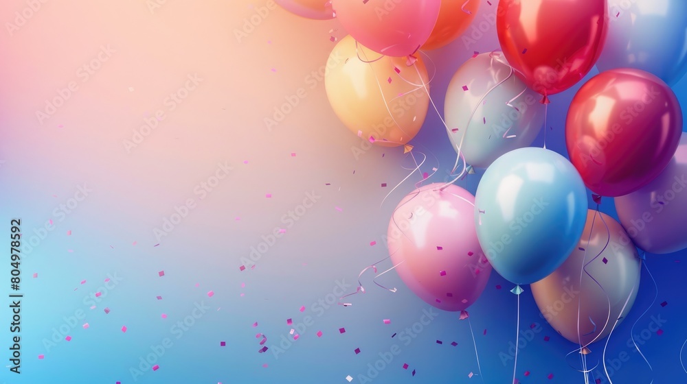 Background with balloons of different colors. Design a greeting card or a birthday invitation. Background with balloons of different colors. Design a greeting card or a birthday invitation.