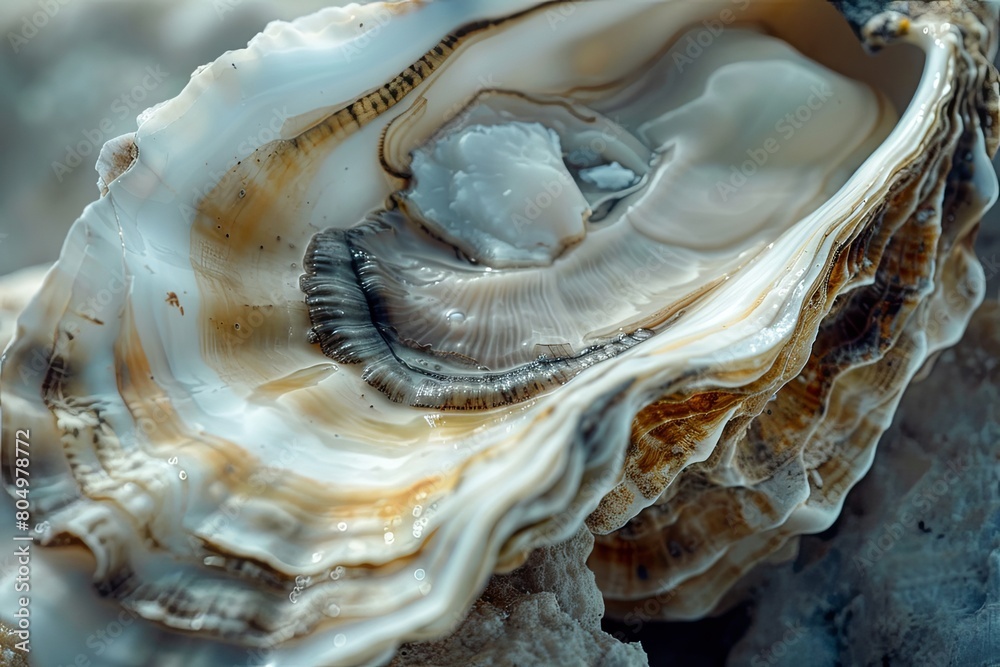 A closeup of an oyster shell tightly closed, symbolizing natural defenses and the protection of vulnerable interiors , 4k