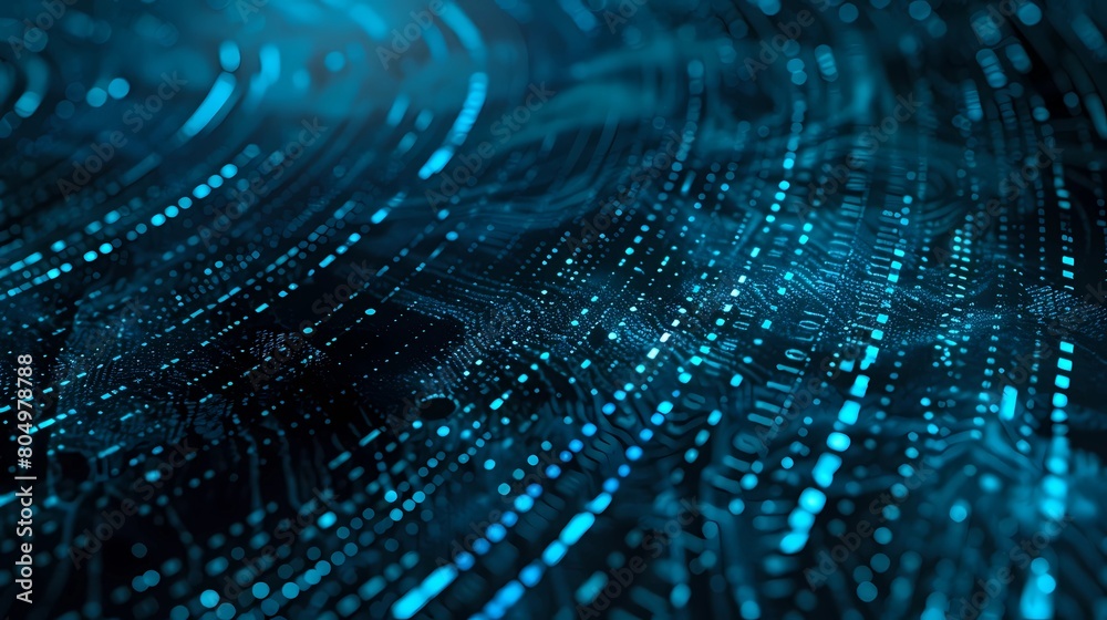 Abstract blue technology background with glowing particles, Big data visualization, Generative AI illustrations.