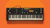 Modern synthesizer on orange backgrounddd Vector style