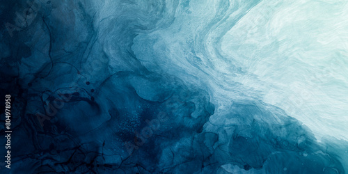 Abstract art blue paint background with liquid fluid grunge texture. photo