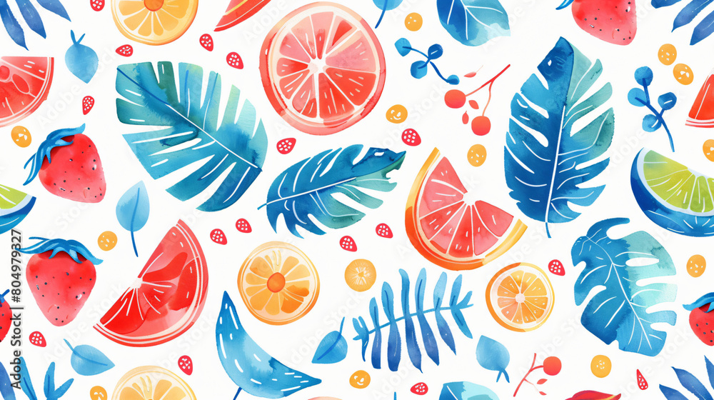 Stylish summer pattern on white background