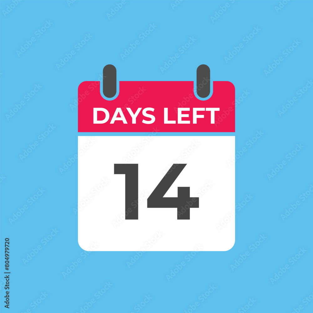 Fototapeta premium 14 days to go countdown template. 14 day Countdown left days banner design. 14 Days left countdown timer 