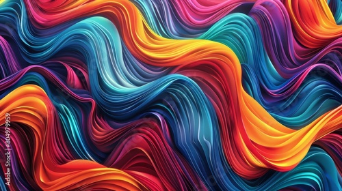 Vibrant waves of color dance in digital silk