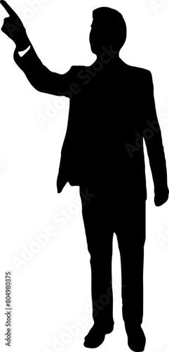 Silhouette of a man pointing at something in the sky