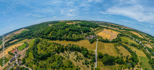 Das Taubertal bei Bieberehren in Unterfranken im Luftbild photo