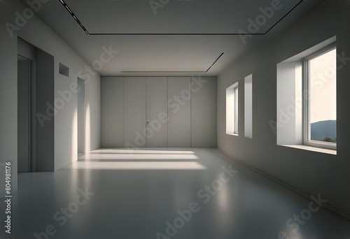concrete modern space doorThere arch Many 3d room white rooms interior floor white connected room poliished imageWhite Empty shape rendering