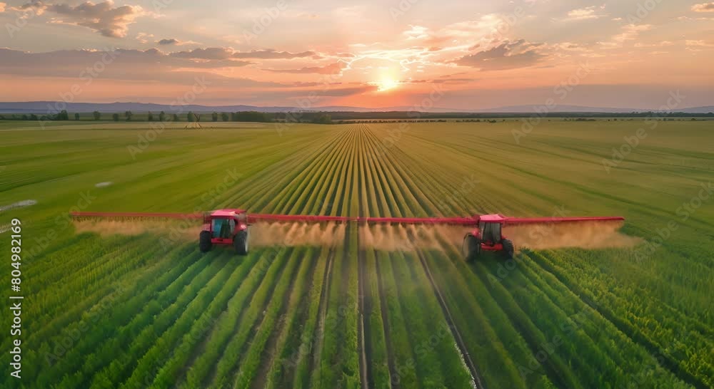 Idyllic green landscape under a bright sun, ideal for showcasing eco-friendly farming techniques