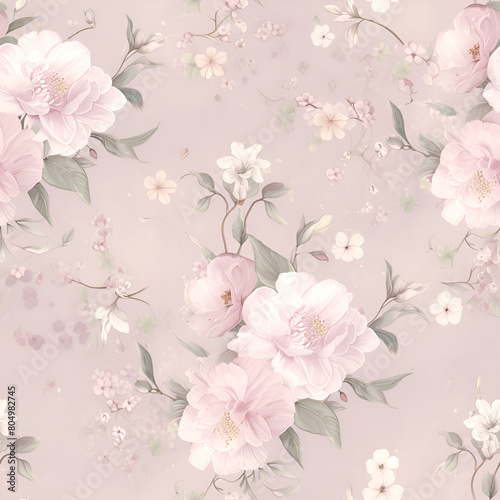 cherry background, floral print, Continuous in four directions