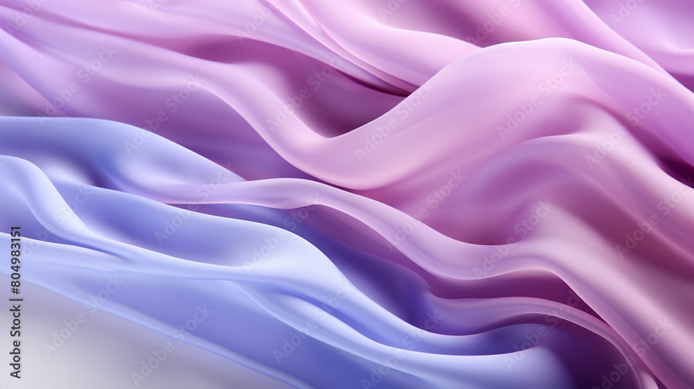 Obraz premium Minimal elegant interior of gallery with flowing silk curtain on wall, abstract delicate background.