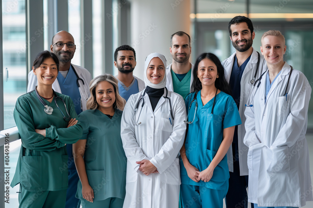 Diverse Team of Healthcare Professionals in Hospital. A diverse group ...