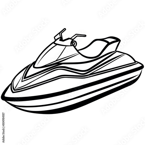 Jet ski outline illustration digital coloring book page line art drawing