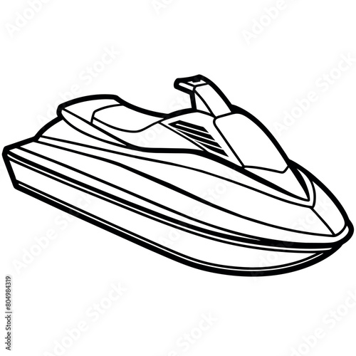 Jet ski outline illustration digital coloring book page line art drawing