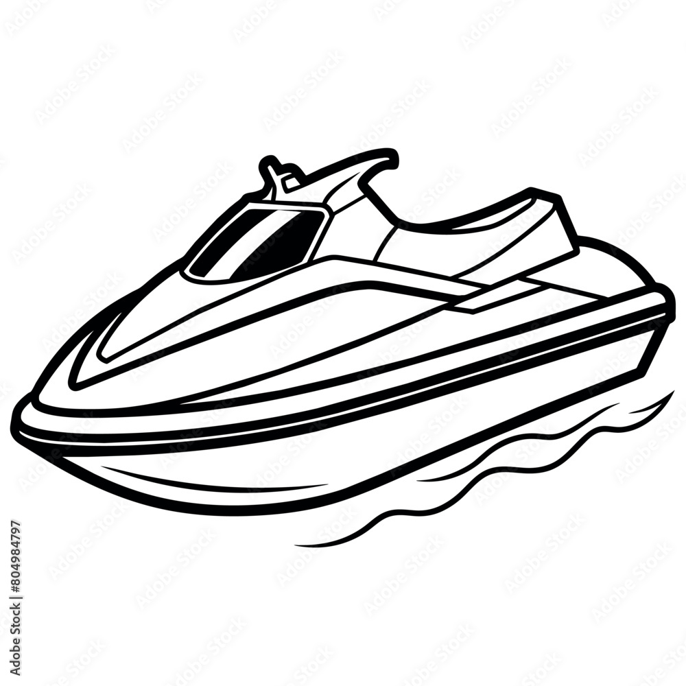 Jet ski outline illustration digital coloring book page line art drawing Jet ski outline illustration digital coloring book page line art drawing