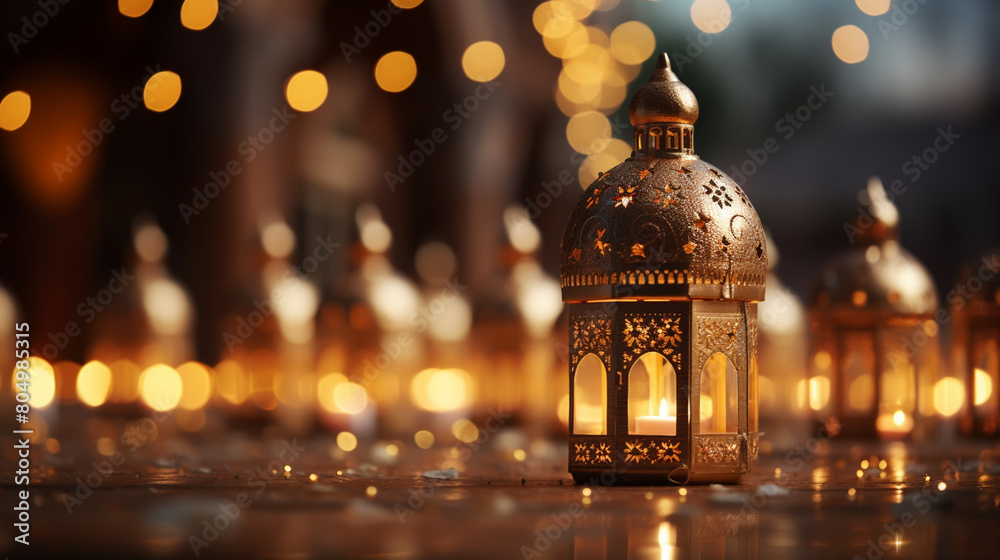 Ramadan concept. Dates close-up in the foreground. Ramadan Lantern on a wooden table. Space for text. Ramadan concept. Dates close-up in the foreground. Ramadan Lantern on a wooden table. Space for text.