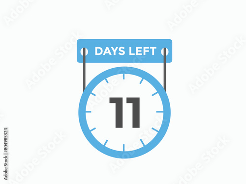 11 days to go countdown template. 11 day Countdown left days banner design. 11 Days left countdown timer 