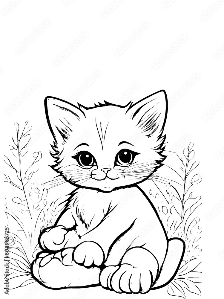 Fototapeta premium Kitten line art 