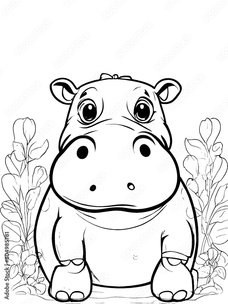 hippopotamus cartoon isolated on white hippopotamus cartoon isolated on white