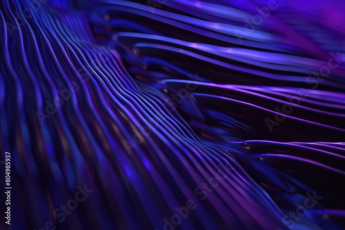 3d render of a wavy metal surface with blue and purple lighting AIG51A.