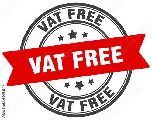 vat free stamp. vat free label on transparent background. round sign