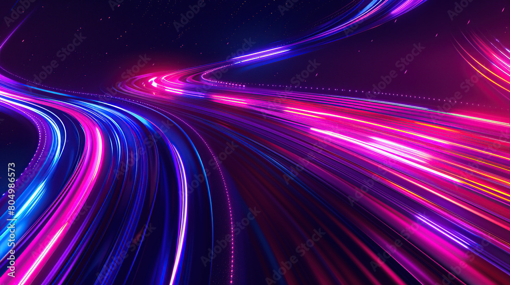 A very rich and colorful abstract road background, with dark blue and purple styles, futuristic minimalism, neon lights, and smooth curved lines A very rich and colorful abstract road background, with dark blue and purple styles, futuristic minimalism, neon lights, and smooth curved lines