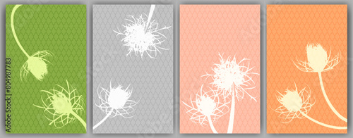 Carrot flower banners vector design. Abstract fluffy dandelions.