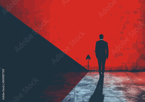 Businessman Redrawing Arrow Metaphor - Career Change, Directional Transformation, Opportunity Choice, Alternative Progress Path Concept
