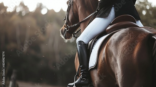 close-up of dressage horse with rider © sania
