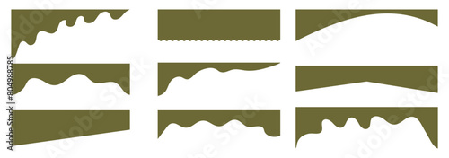 Set of abstract design separator header and border for website and app. Divider shapes top and bottom for web page. Different borders for website, banner, app, poster, white background .