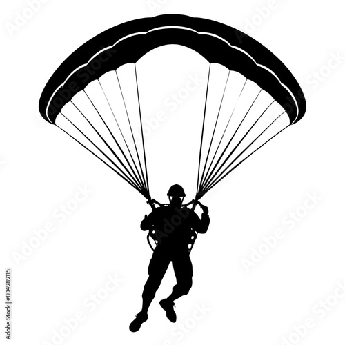 Paraglider silhouette vector illustration on a white background 