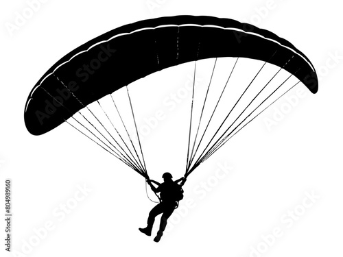 Paraglider silhouette vector illustration on a white background 